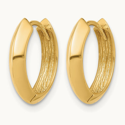 Polished Hinged Huggie Earrings — 14K Yellow Gold