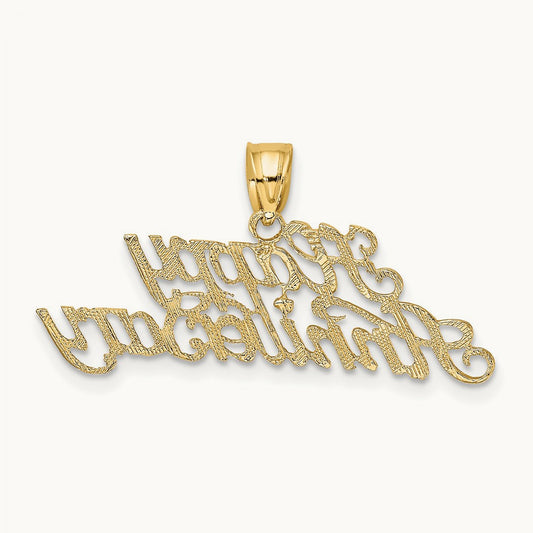 Polished HAPPY ANNIVERSARY Charm, 14K