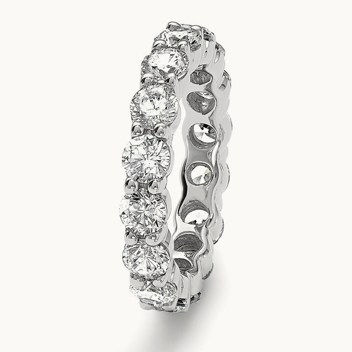 Polished Shared Prong 3ct Diamond Eternity Band, 14K Gold in 14K White Gold