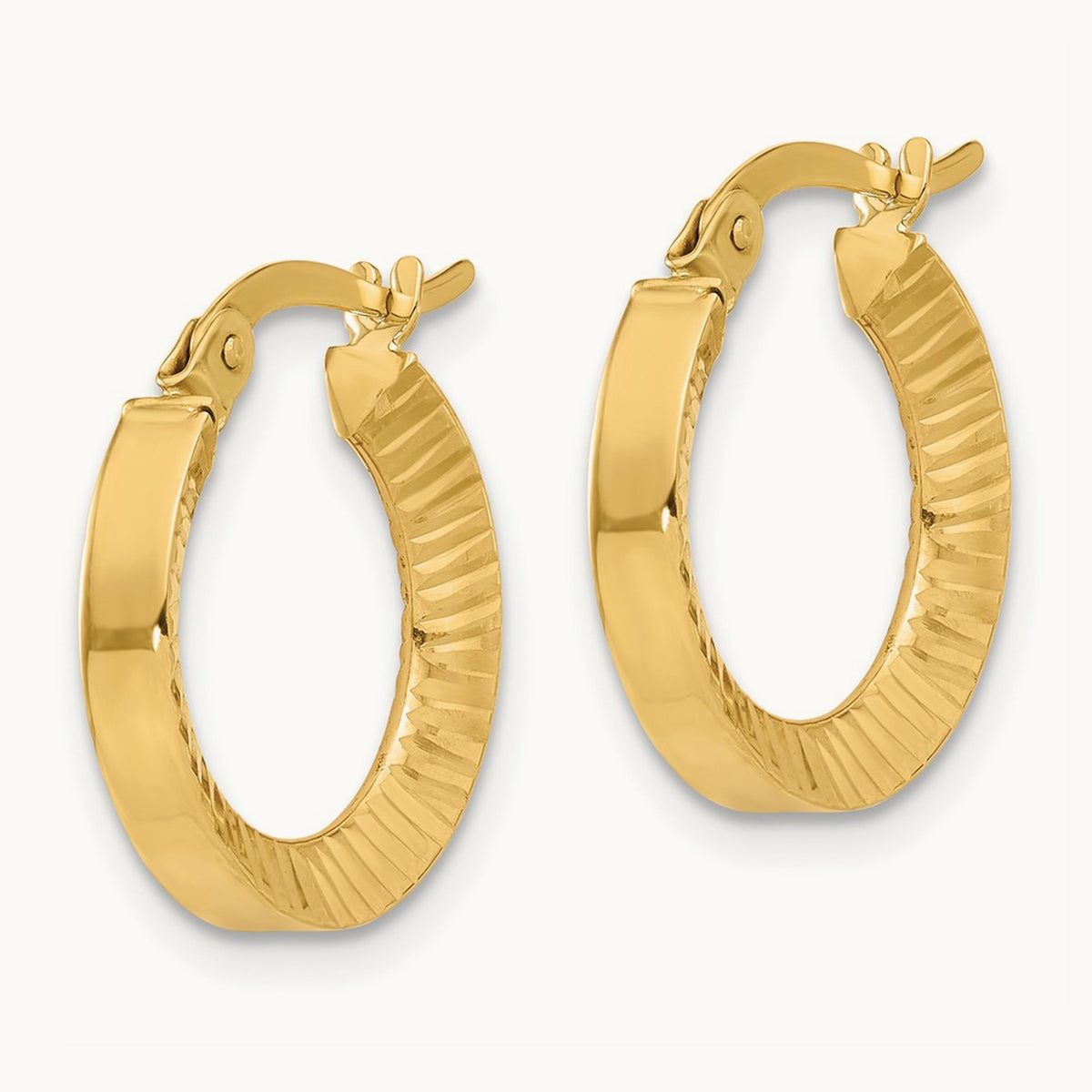 Polished and Diamond-cut Hoop Earrings — 16mm