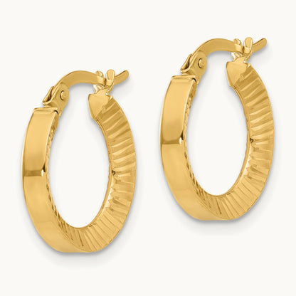Polished and Diamond-cut Hoop Earrings — 16mm