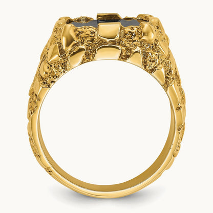IBGoodman Men's Onyx Nugget Complete Ring, 14K