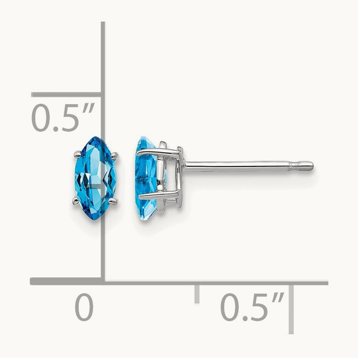 6x3mm Marquise Blue Topaz earring, 14K White Gold