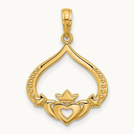Polished Claddagh Pendant, 14K
