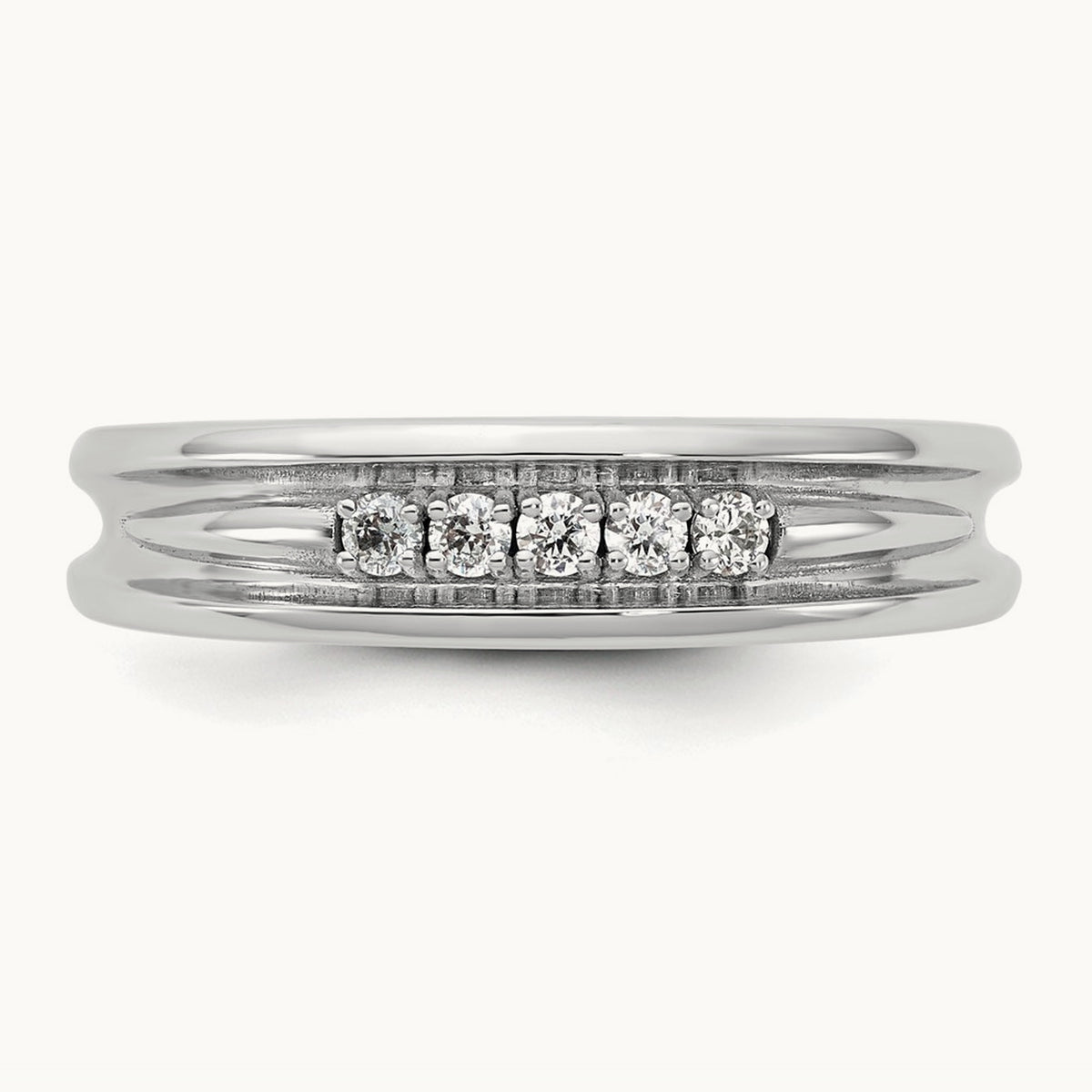 Setting: IB Goodman Men's Polished 5-Stone Diamond Ring Mounting, 14K Gold — 14K White Gold