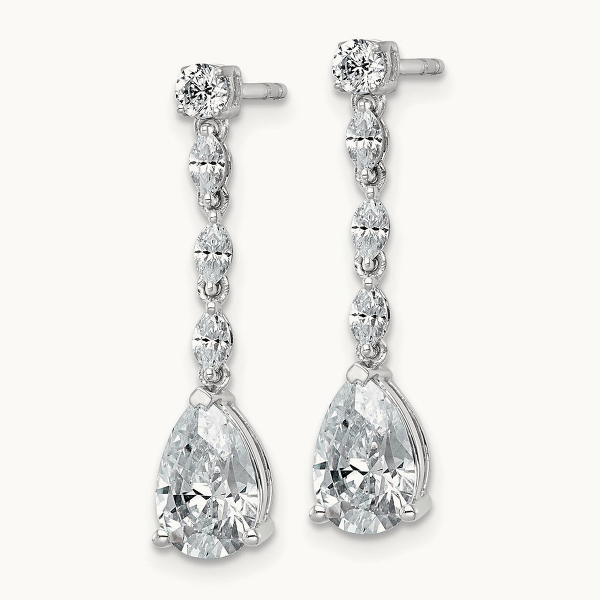 Fashion Dangle Post Earrings, 2.50 ct tw Lab-Grown Diamond — 14K White Gold