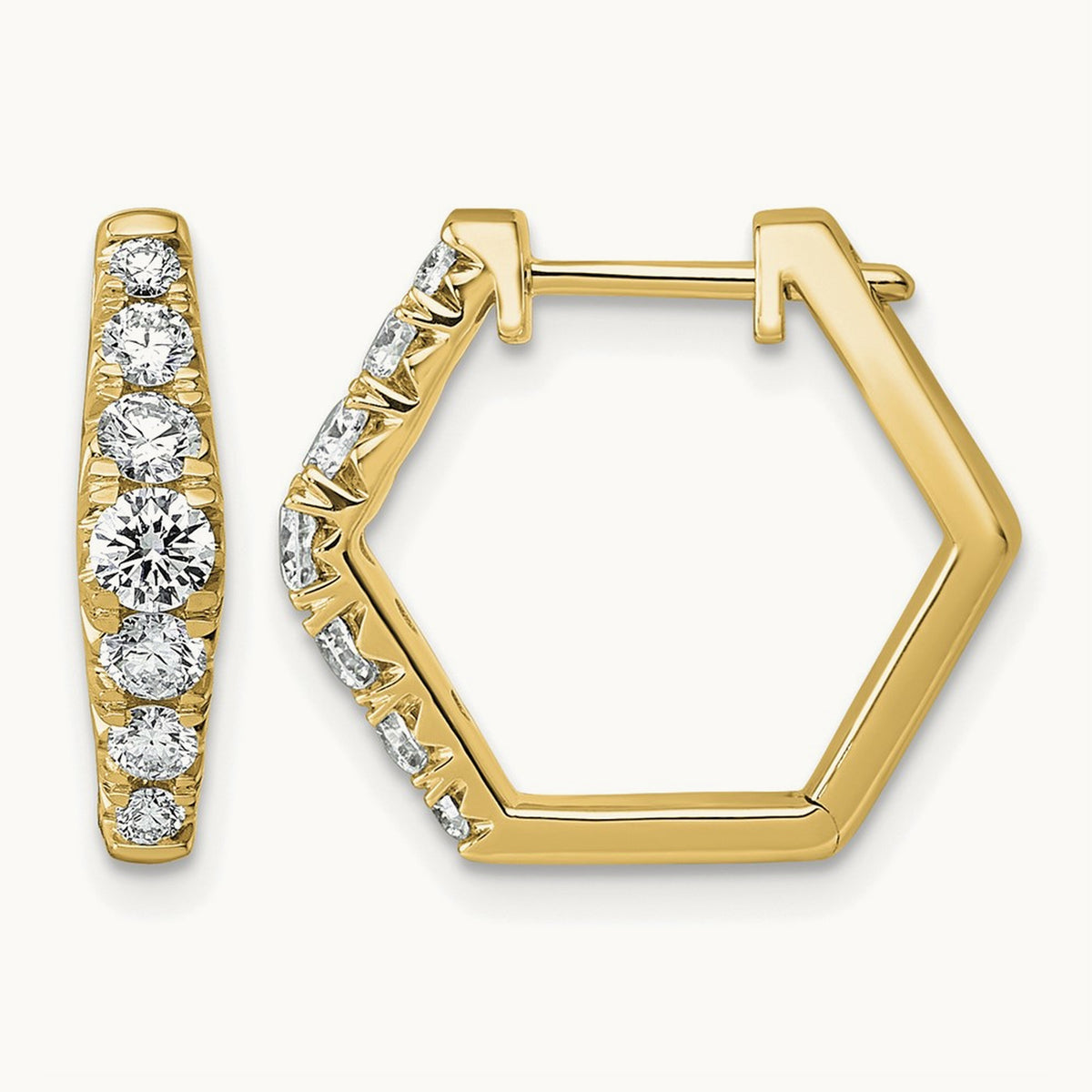 Fashion Hoop Earrings, 0.50-1.50 ct tw Lab-Grown Diamond — 1 ct, 14K Yellow Gold