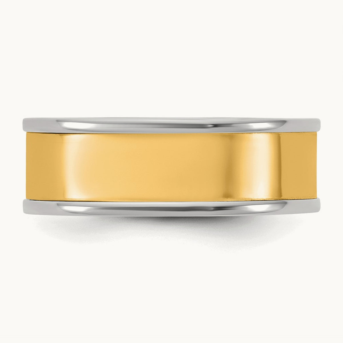 W/Y Step Up Flat Edge Wedding Band, 7mm, 14K Two-tone
