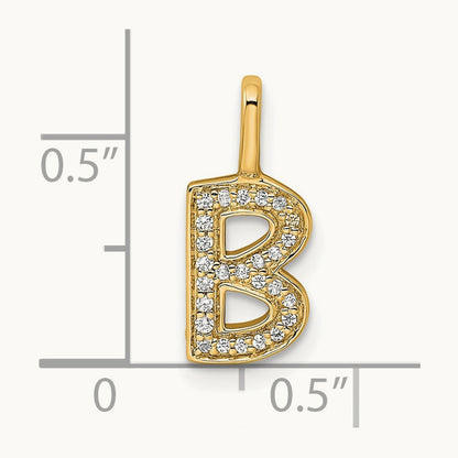 Diamond Letter B Initial Pendant, 14K Gold