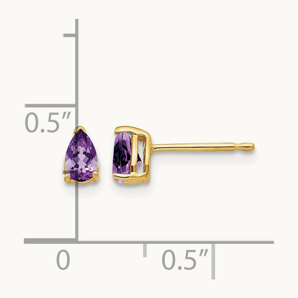 5x3mm Pear Amethyst Earrings, 14K