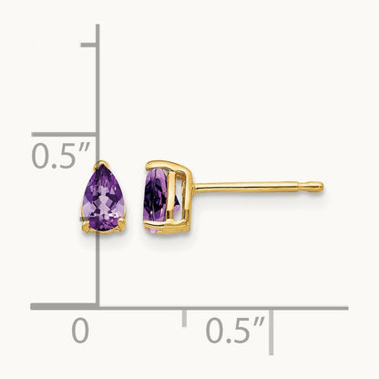 5x3mm Pear Amethyst Earrings, 14K