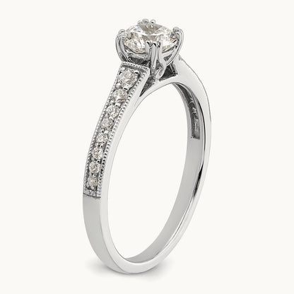 1/2ct Round Semi-Mount Engagement Dia Ring, 14K White Gold