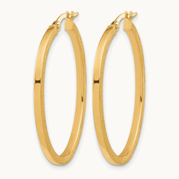 Brushed and Polished Oval Hoop Earrings, 10K — Leslie's