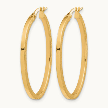 Brushed and Polished Oval Hoop Earrings, 10K — Leslie's