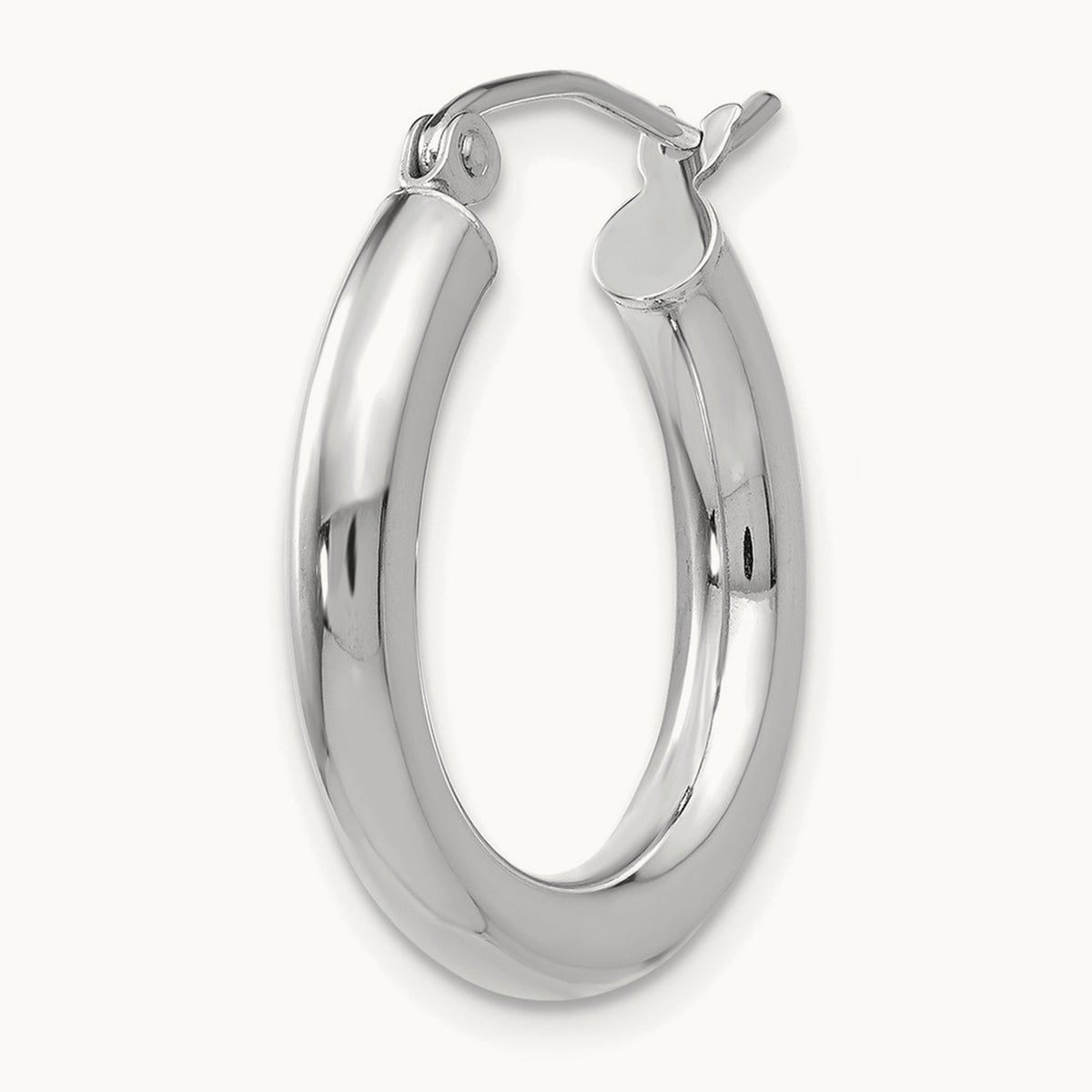 Single 14K White Gold Polished Tube Hoop Earring, 3mm