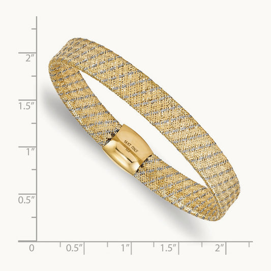 w/Rhodium Polished Mesh Stretch Bracelet, 14K — Leslie's