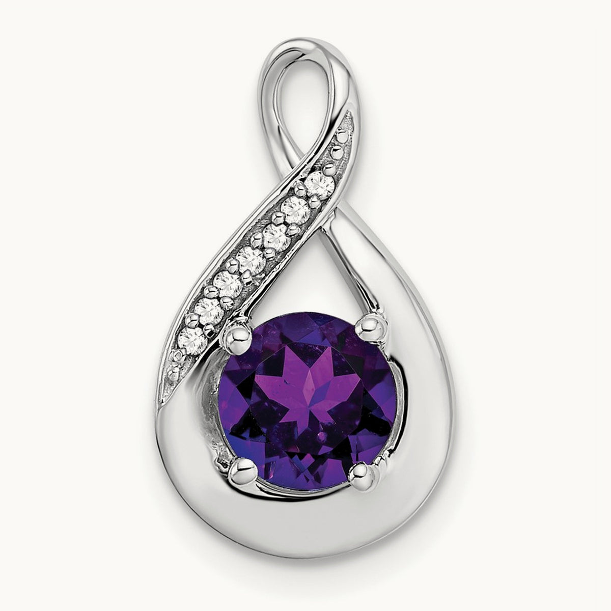 Amethyst and Diamond Pendant — 14K White Gold