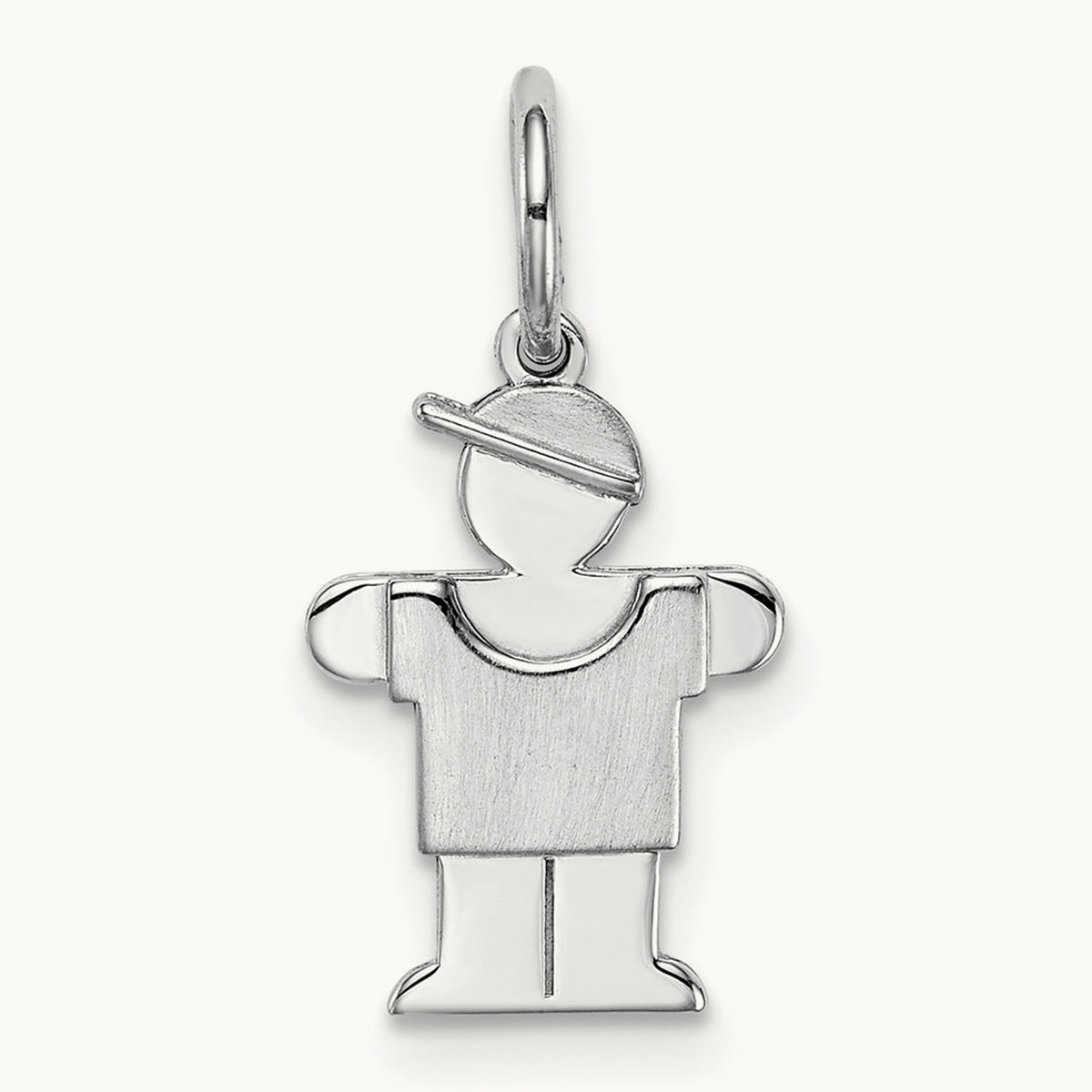 Mini Boy Hugs Charm — 14K White Gold