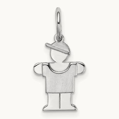 Mini Boy Hugs Charm — 14K White Gold