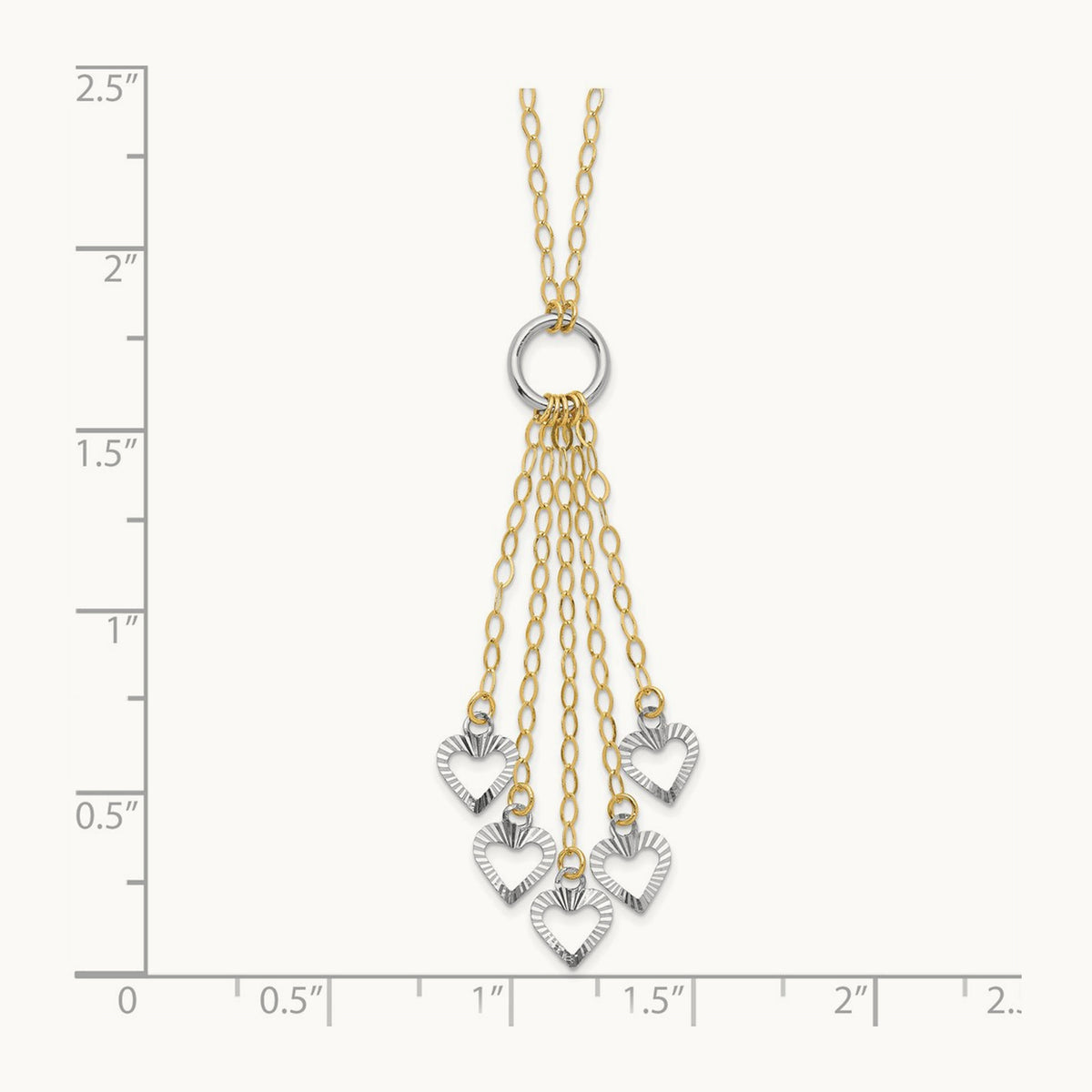 Adjustable Heart Drop Necklace, 14K Two-tone