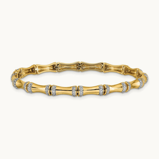Diamond Bamboo Design Bracelet, 14K Gold