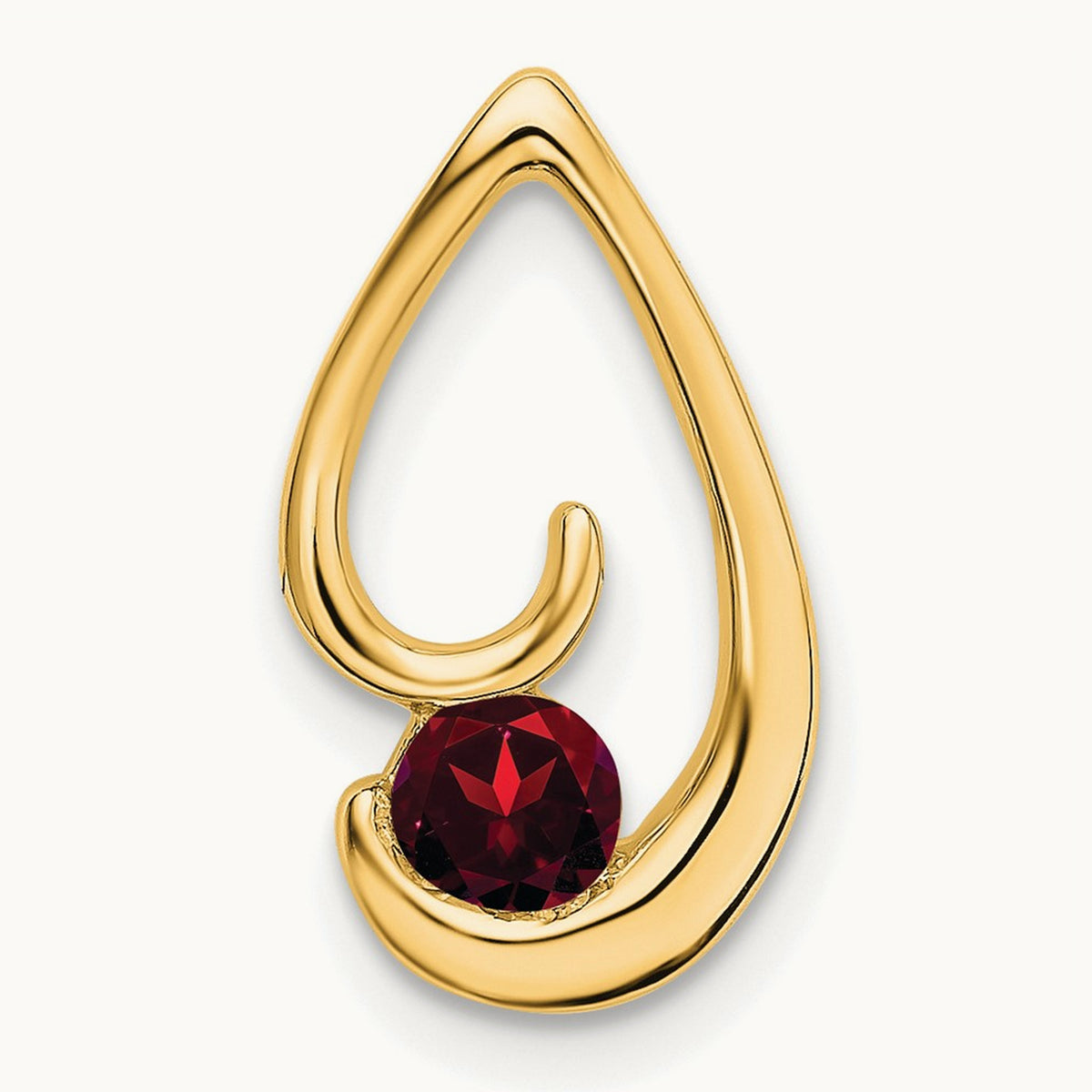 Garnet Chain Slide — 14K Yellow Gold