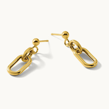 Polished Fancy Link Post Dangle Earrings, 14K — Leslie's