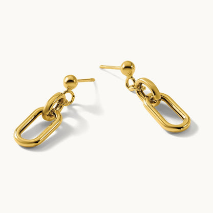 Polished Fancy Link Post Dangle Earrings, 14K — Leslie's