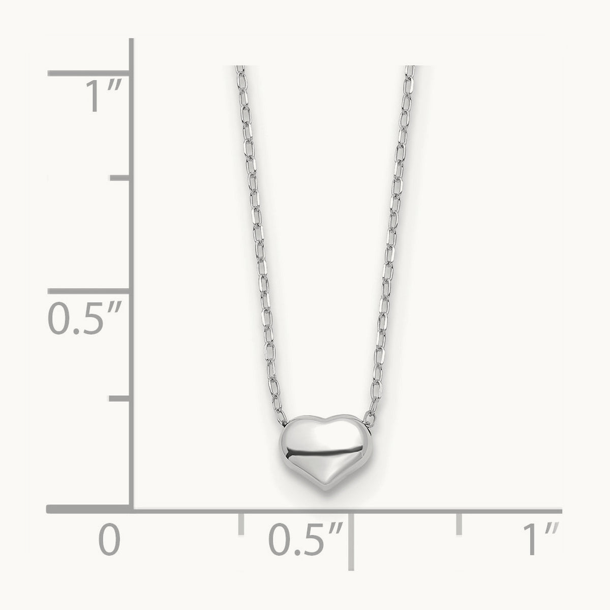 Polished Heart 16.5in Necklace — 14K White Gold