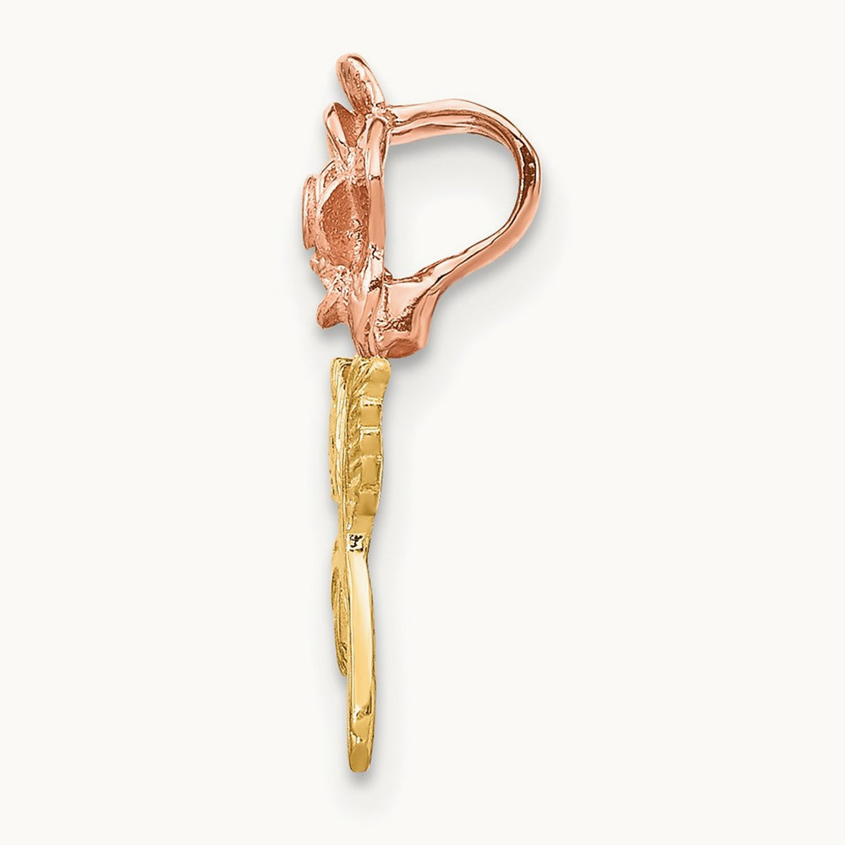 Mini Pink Rose Flower Chain Slide, 14K Two-tone