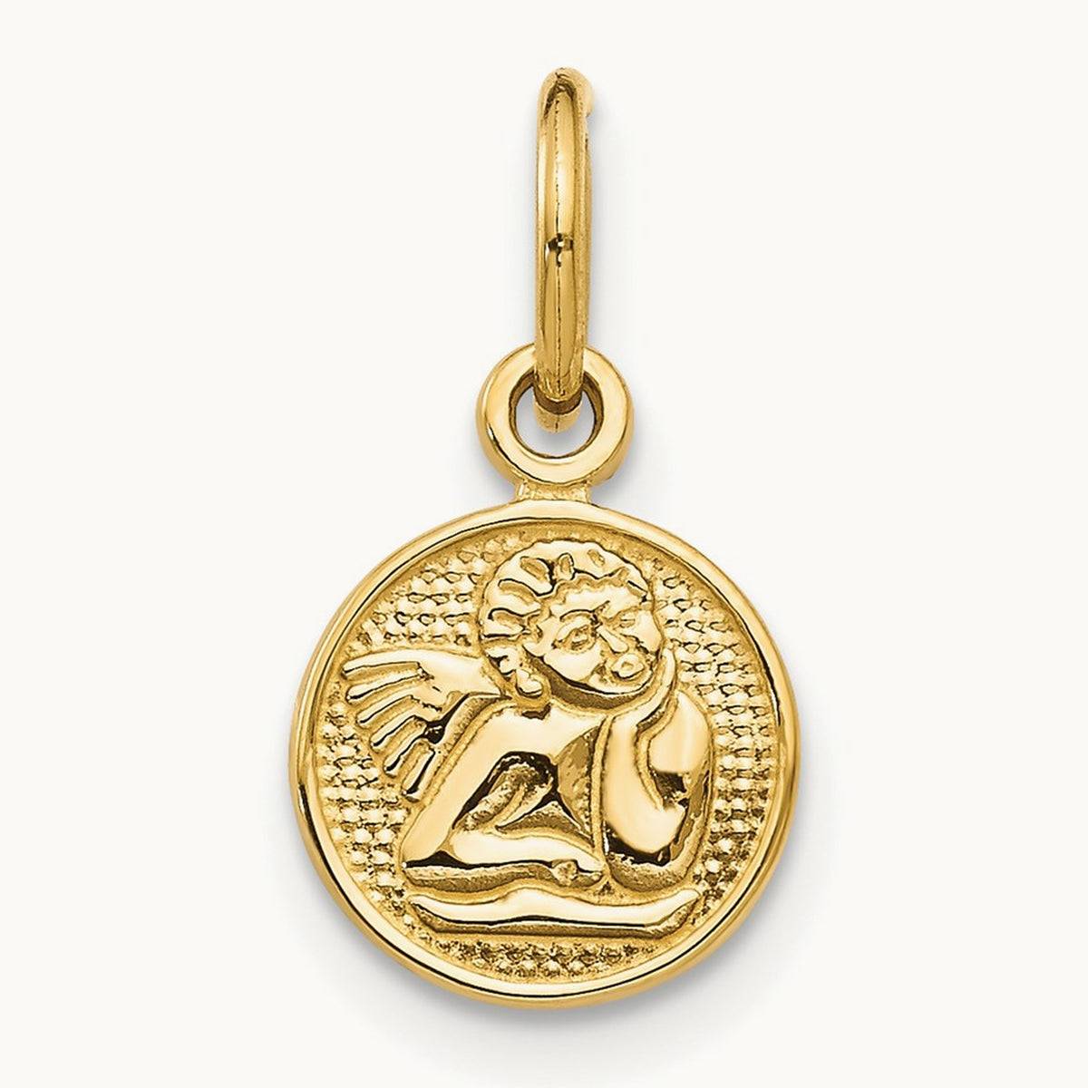 Small Polished Angel Charm — 14K Yellow Gold