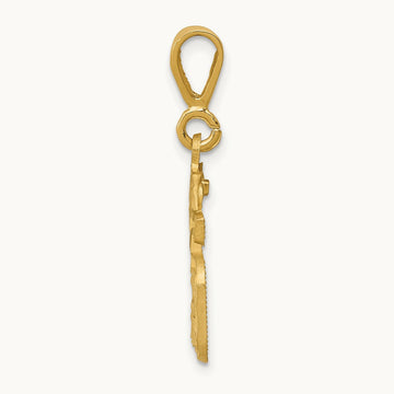Small Brushed Diamond-cut Number 15 Charm, 14K