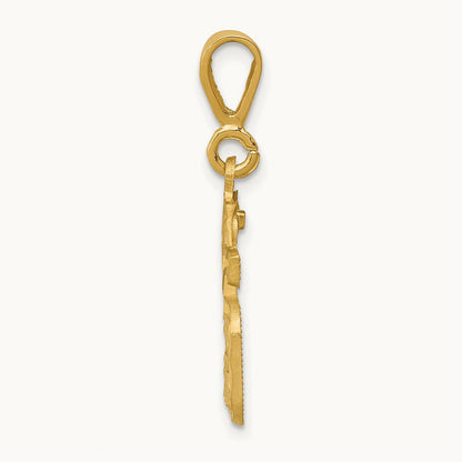 Small Brushed Diamond-cut Number 15 Charm, 14K