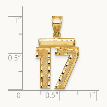 Medium Diamond-cut Number 17 Charm, 14K