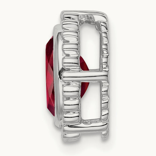Oval Garnet Chain Slide — 14K White Gold