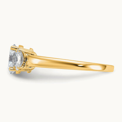 Oval 3 Stone Engagement Ring, 1.25-3.50 ct tw Lab-Grown Diamond — 1 1/3 ct, 14K Yellow Gold