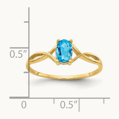Blue Topaz Birthstone Ring, 14K