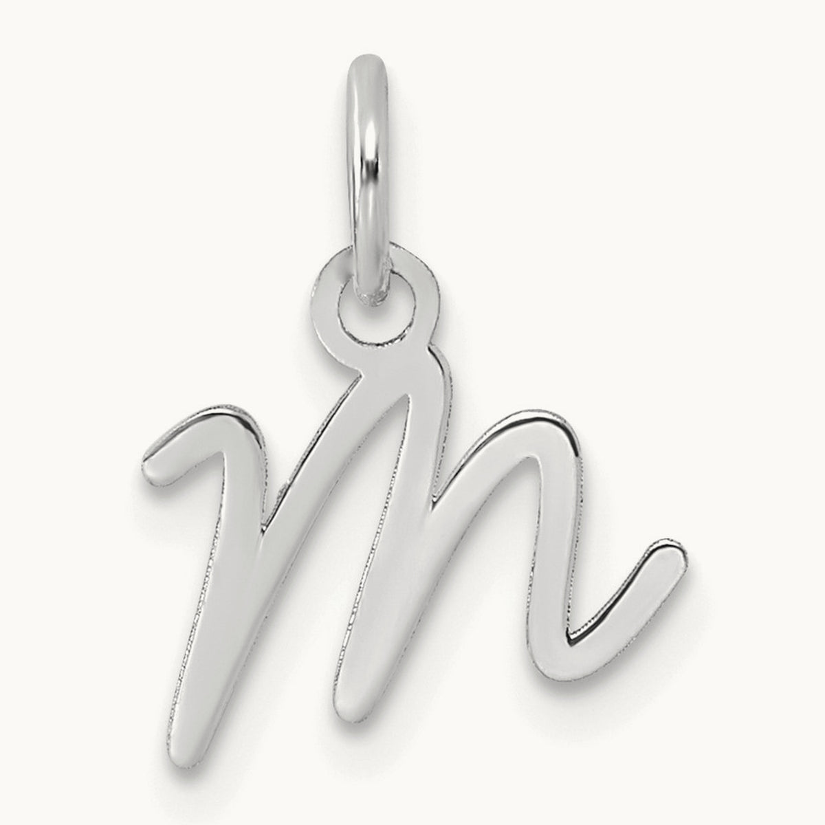 Uppercase Initial Charm — 14K White Gold, M