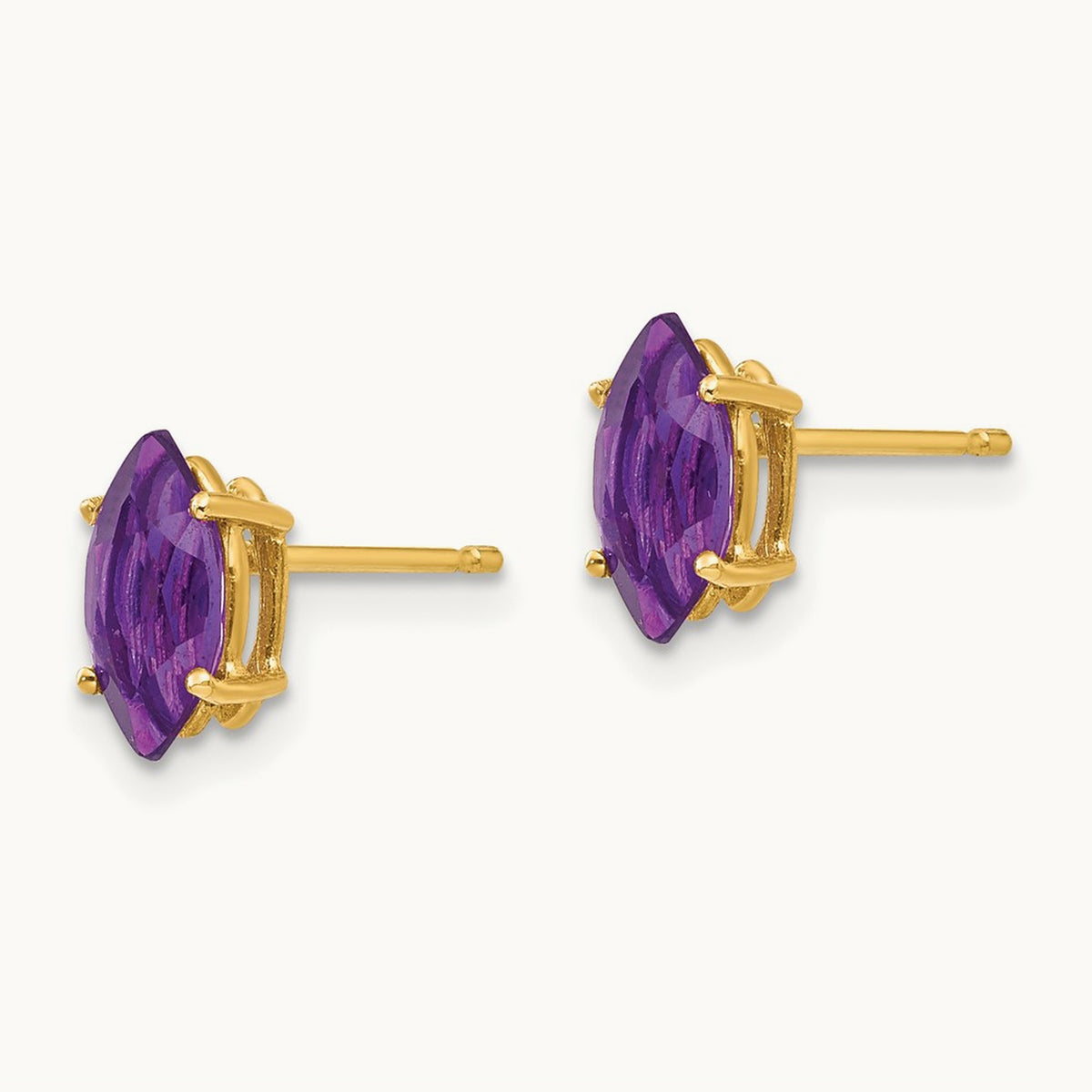 8x4mm Marquise Amethyst earring, 14K