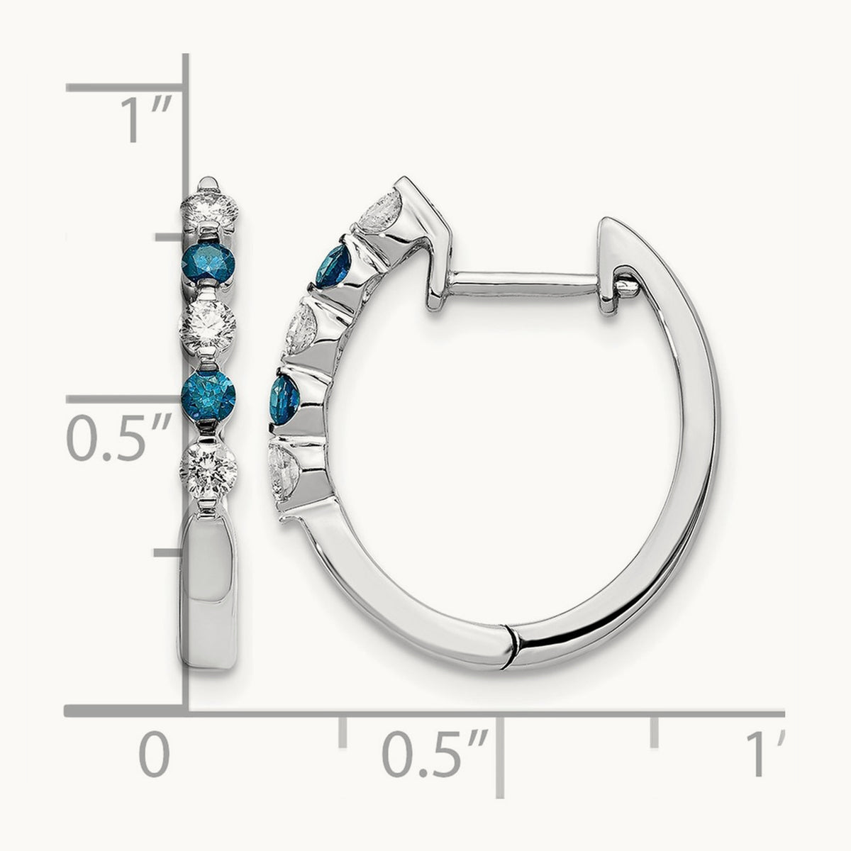 Blue/ Diamond Hinged Hoop Earrings — photo set