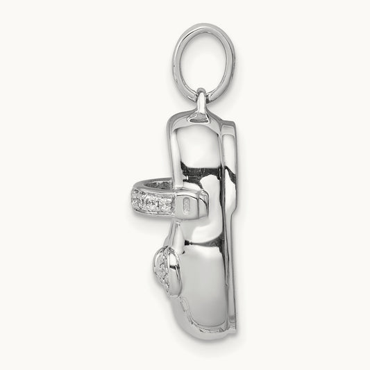 Diamond Baby Girl Shoe Pendant, 14K White Gold