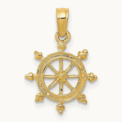 Ship Wheel Pendant — 14K Yellow Gold