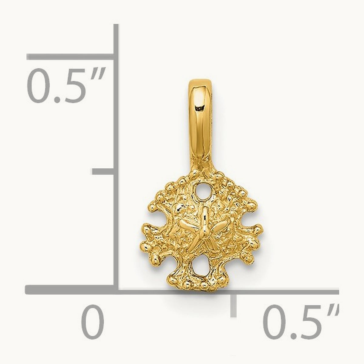 Mini Sand Dollar with Fixed Bail Charm, 14K