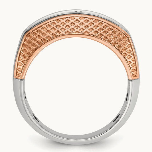 & Rose Gold IBGoodman Men's Textured 5-Stone Diamond Ring, 14K White