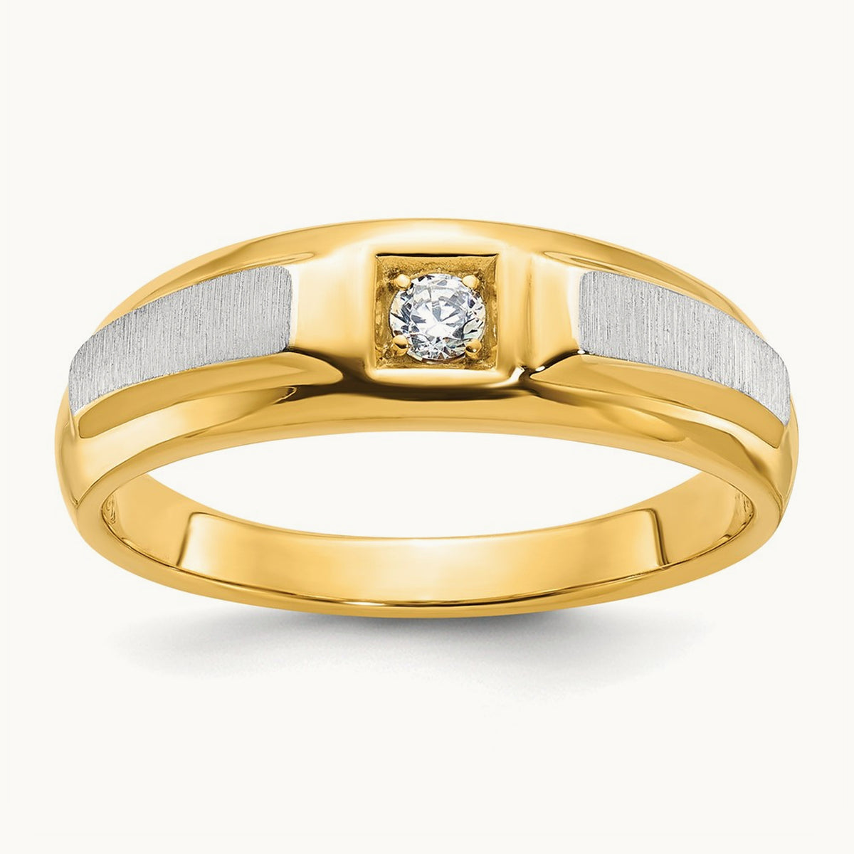 IBGoodman Men's Polished and Satin Diamond Complete Ring, 14K Two-tone