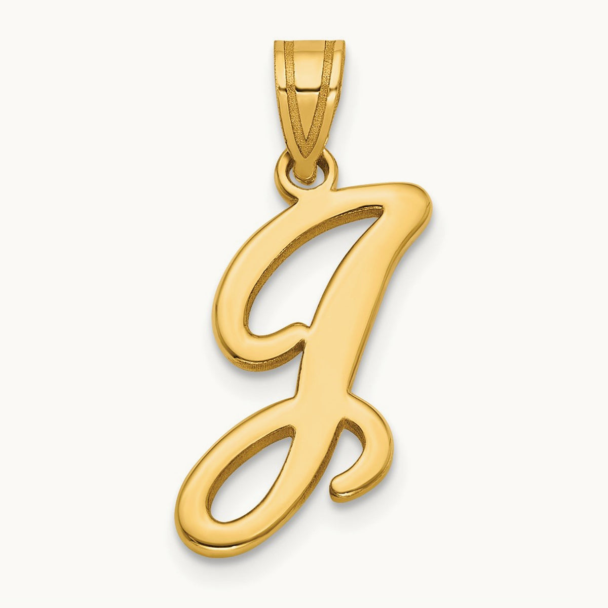 Script Letter J Initial Pendant, 14K