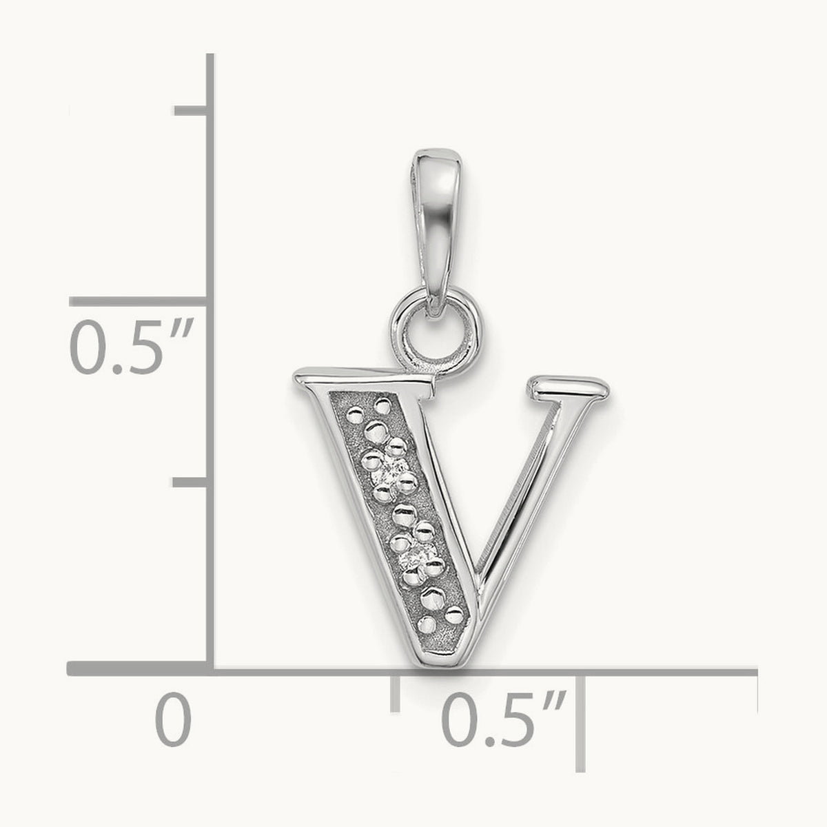 Diamond Letter V Initial Pendant, 14K White Gold