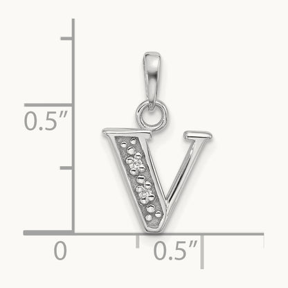 Diamond Letter V Initial Pendant, 14K White Gold