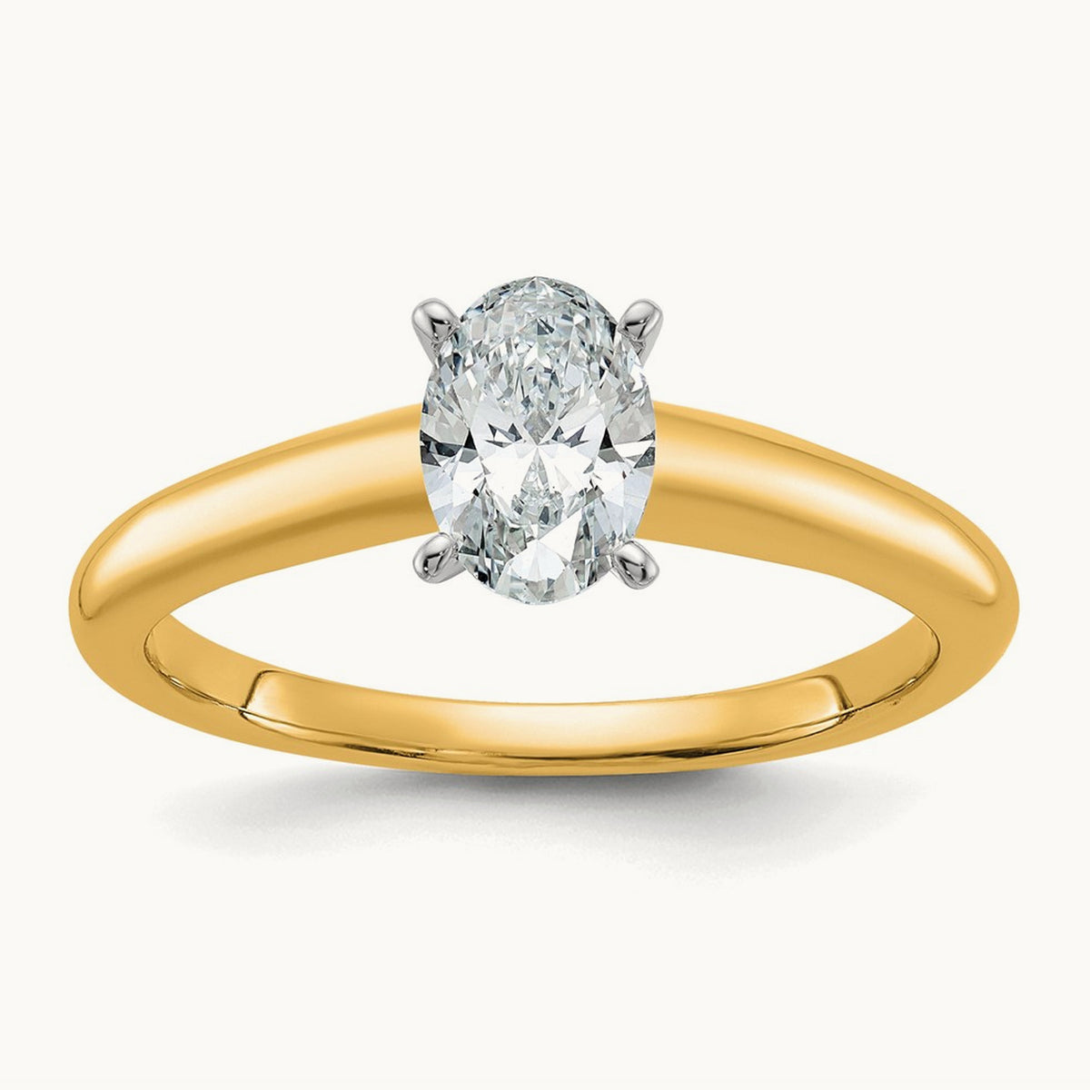 Oval Solitaire Engagement Ring, 0.50-5.00 ct tw Lab-Grown Diamond — 3/4 ct, 14K Two-Tone