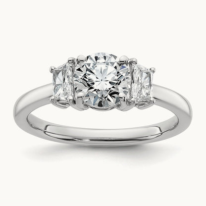 Trapezoid Sidestones Engagement Ring, 3/8-3 3/4 ct Lab-Grown Diamond — 14K White Gold